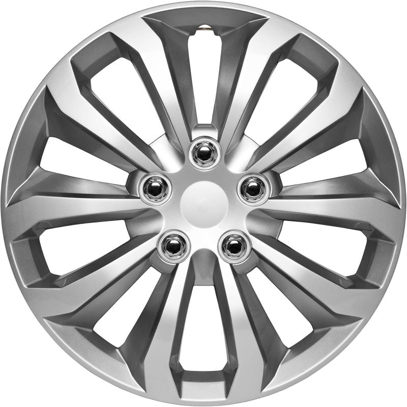 BDK Hubcaps Wheel Covers for Cars Premium Silver and Gunmetal Hubcaps 16" Wheel Rim Cover Replacement Snap On Hubcaps for Toyota Camry Corolla Style Automotive (4-Pack) - Image 2